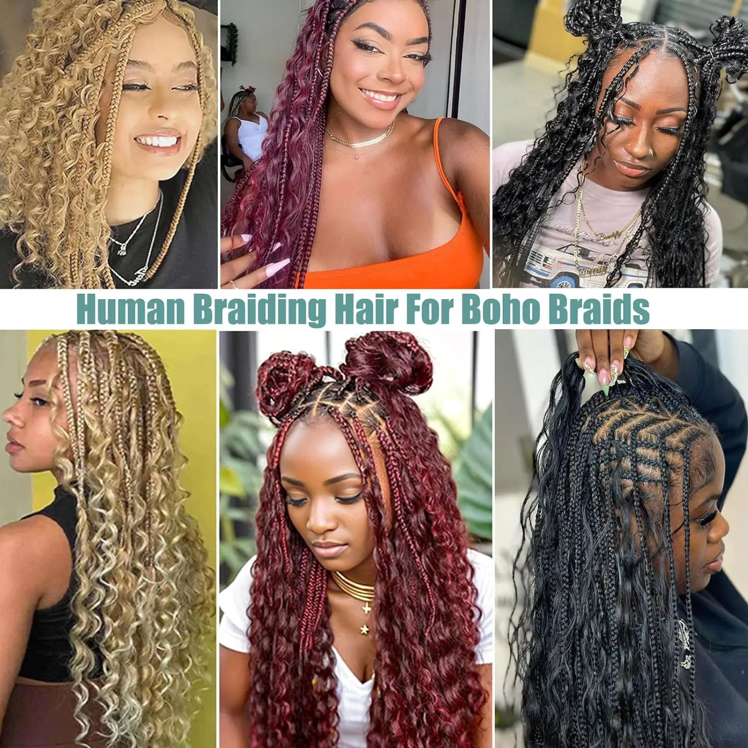 16-28inch Deep Wave Braiding Human Hair Bulk No Weft Curly Braiding Hair Bulk Human Hair Extensions Full Ends for Boho Braids