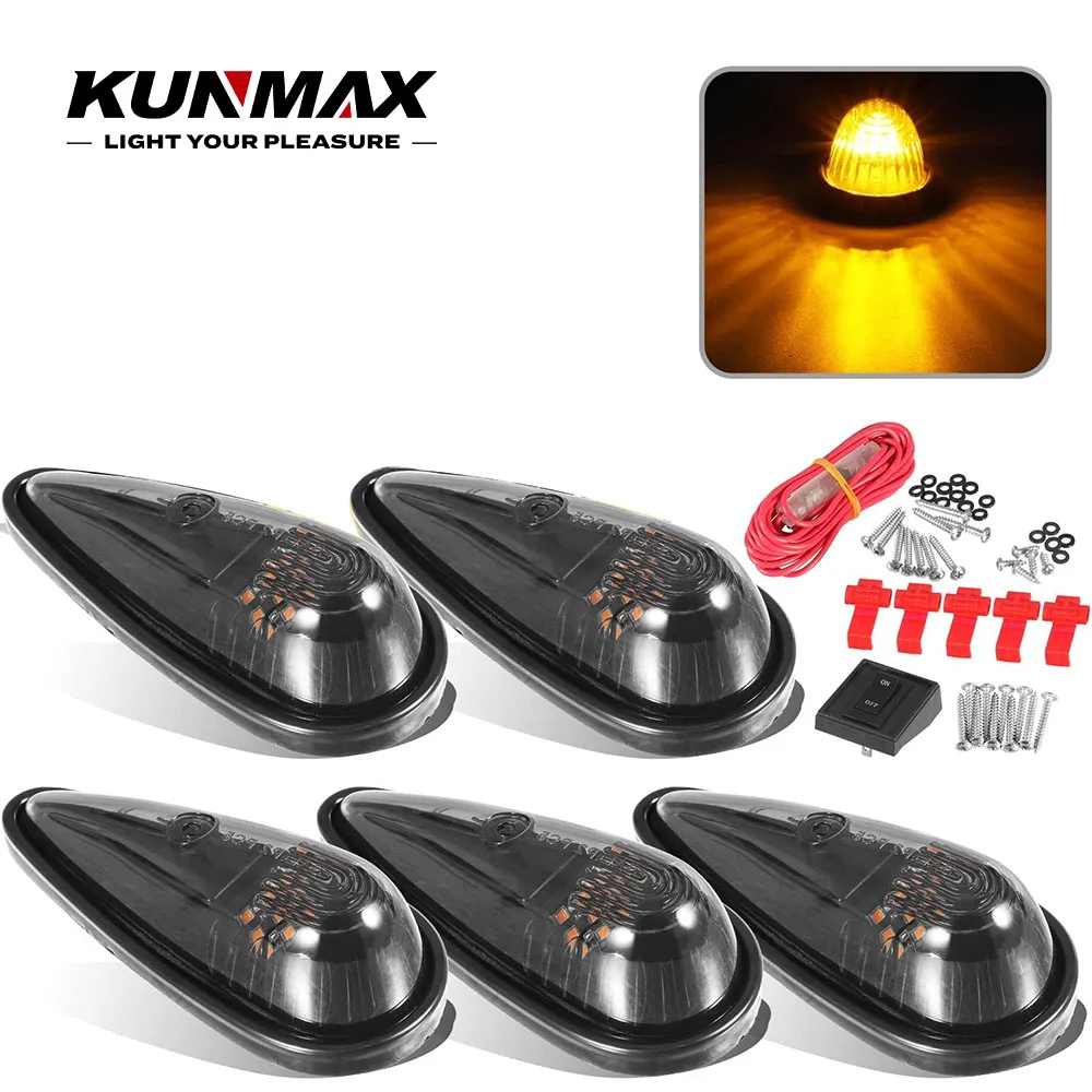 

5PCs Cab Lights Cab Marker Roof Running Light 9LED Teardrop Lamps For Trucks Vans Pickups Semis RVs