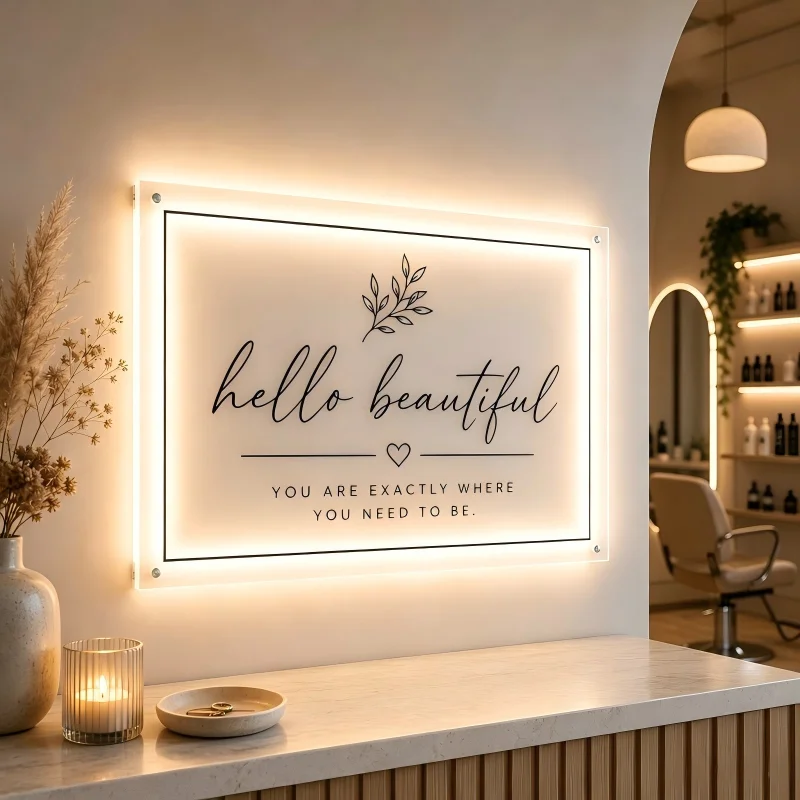 Custom Acrylic Logo Sign Business Backlit Neon Acrylic Sign Business Logo Sign Office Bar Wall DecorLight Beauty Studio