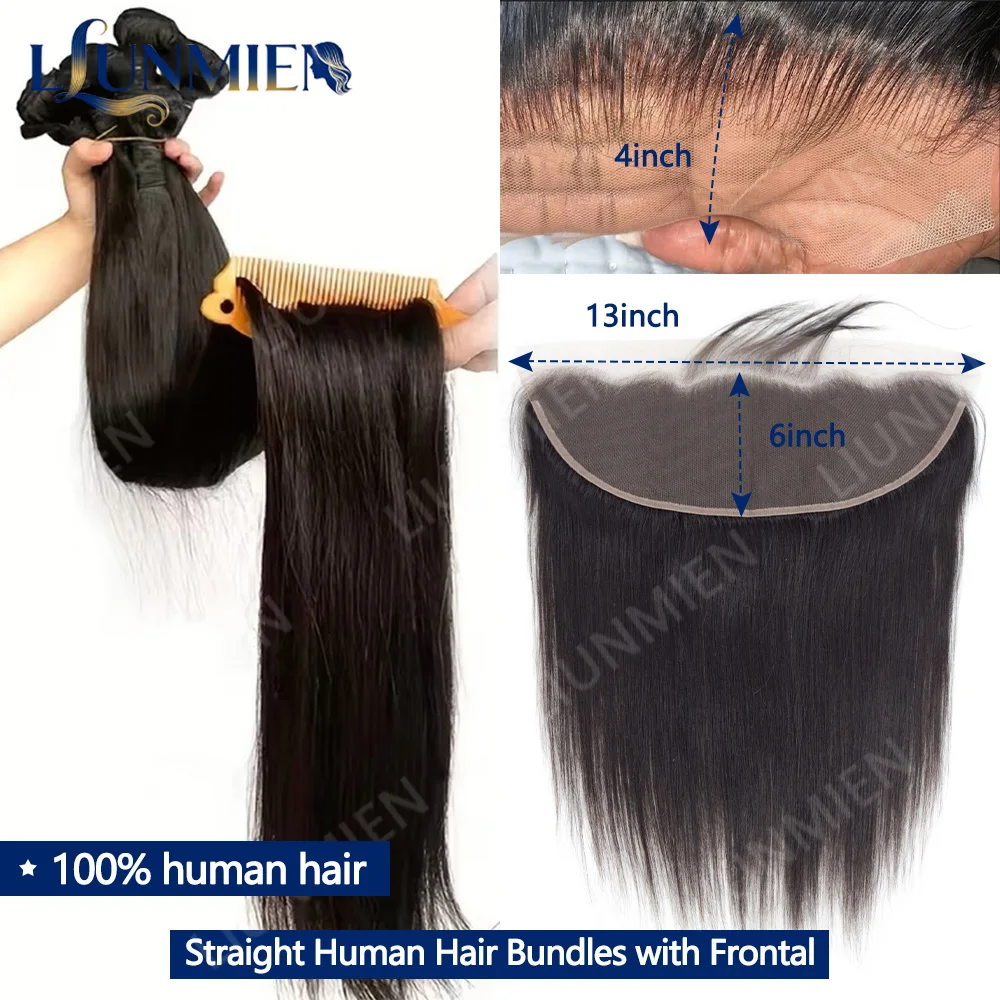 Tissage Cheveux Humains,13X4 13X6 Paquets De Cheveux Humains Droits Avec Fermetures Frontales,Meche Cheveux à Tresser,Tissage