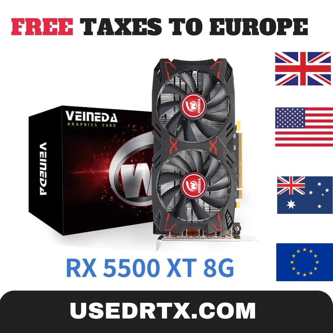 USED Graphics Card RX5500XT 8G Gaming 8GB 128Bit GDDR6 PCI-E 4.0×8 GPU Radeon rx5500xt 8gb game Video Cards Placa de vídeo