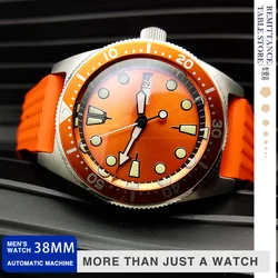 Men's Watch Automatic Mechanical Japan NH36 Luminous Sapphire Waterproof Brushed Stainless Steel Fashion Orange Watch