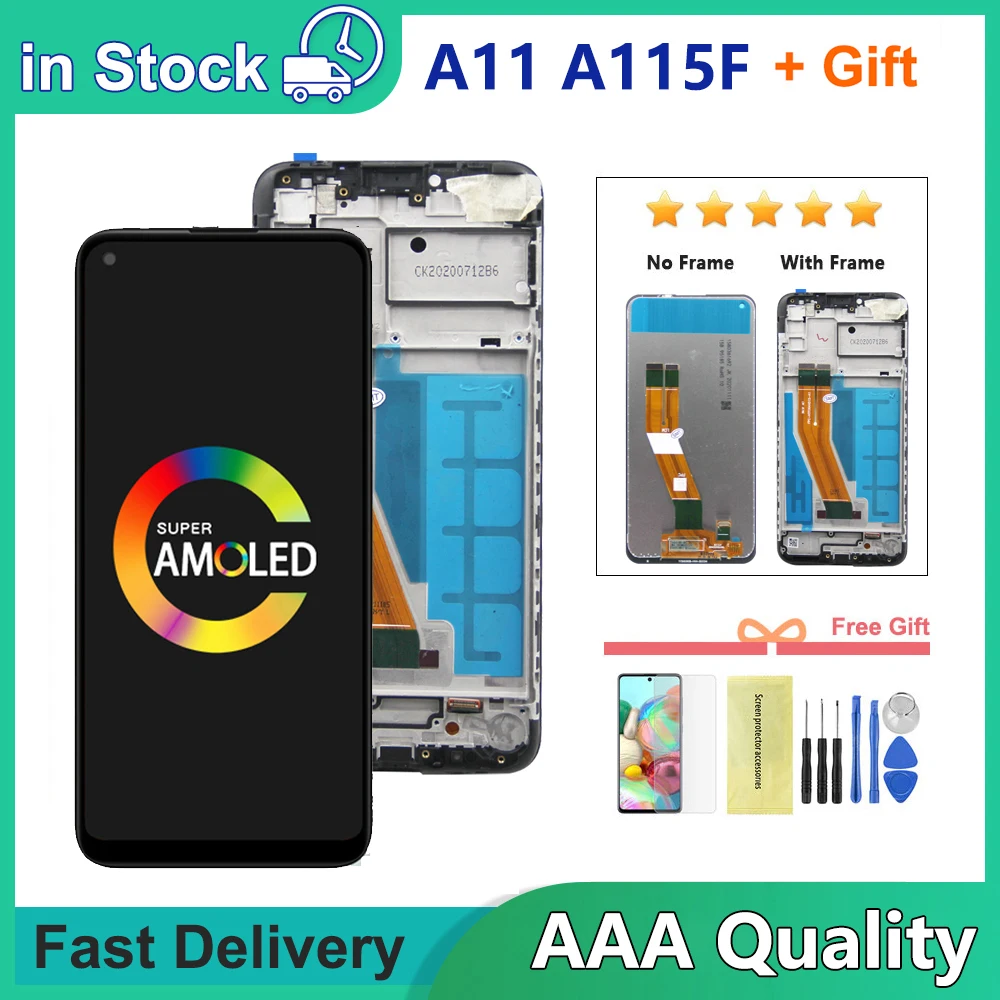 6.4'' For Samsung A11 LCD Display Touch Screen Assembly For Samsung A115 A115F A115F/DS Lcd With Frame