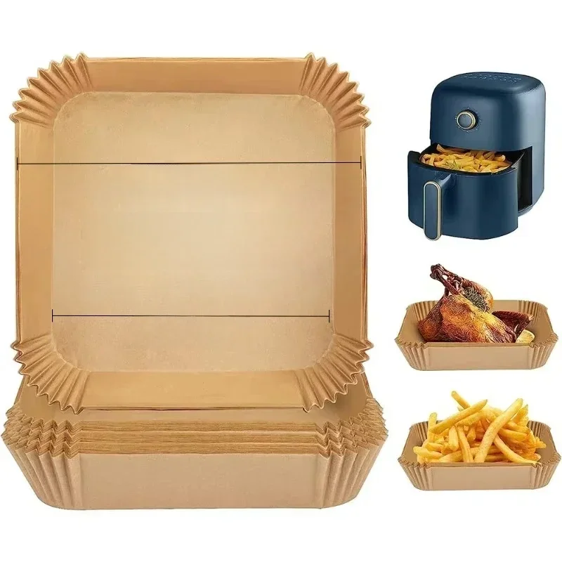 Papier jetable antiadhésif pour four à friteuse à Air, 50/100/300 pièces, papiers de cuisson pour friteuse à Air, doublures en papier, accessoires de cuisine