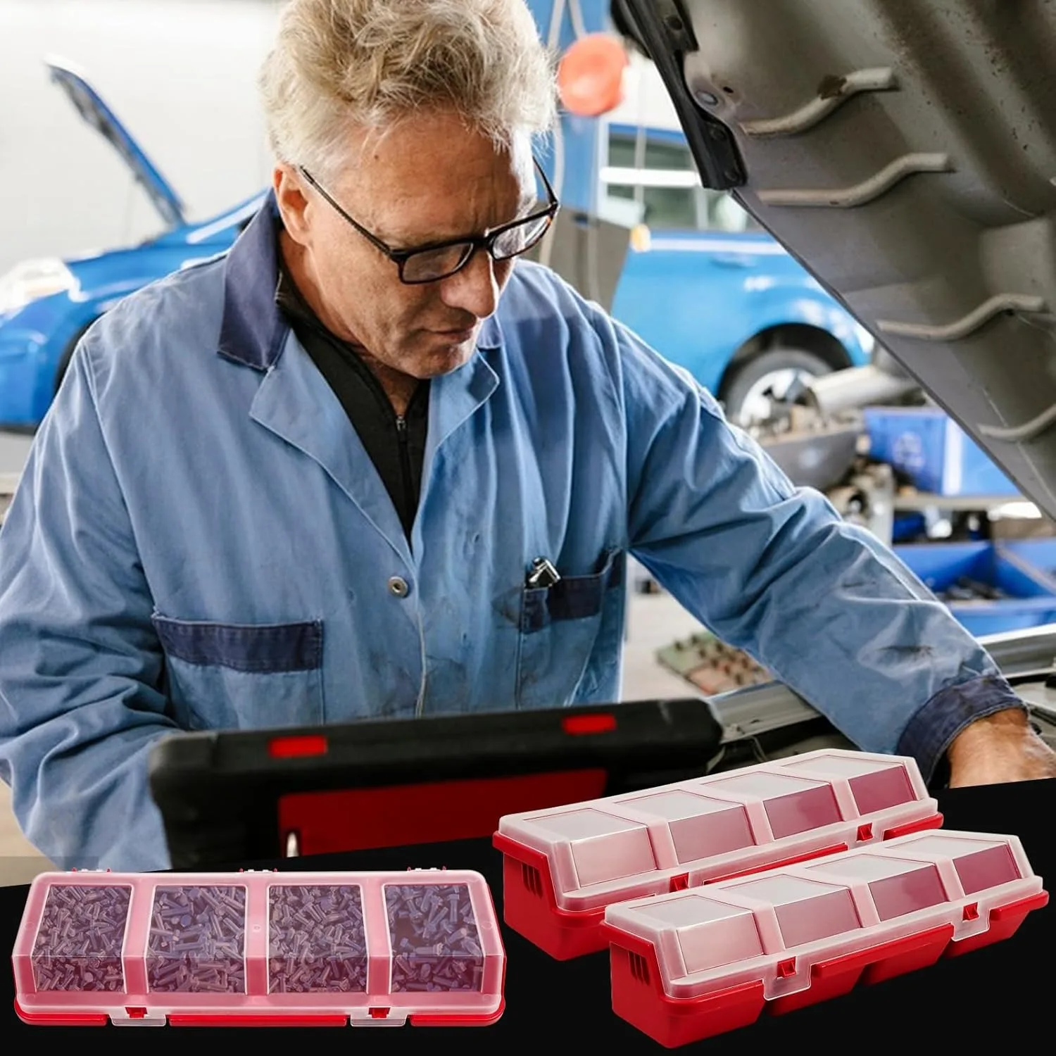 

Контейнеры для хранения винтовых органайзеров, штабелируемые контейнеры с крышками, контейнеры-разделители для организации гаража/инструментов для рукоделия