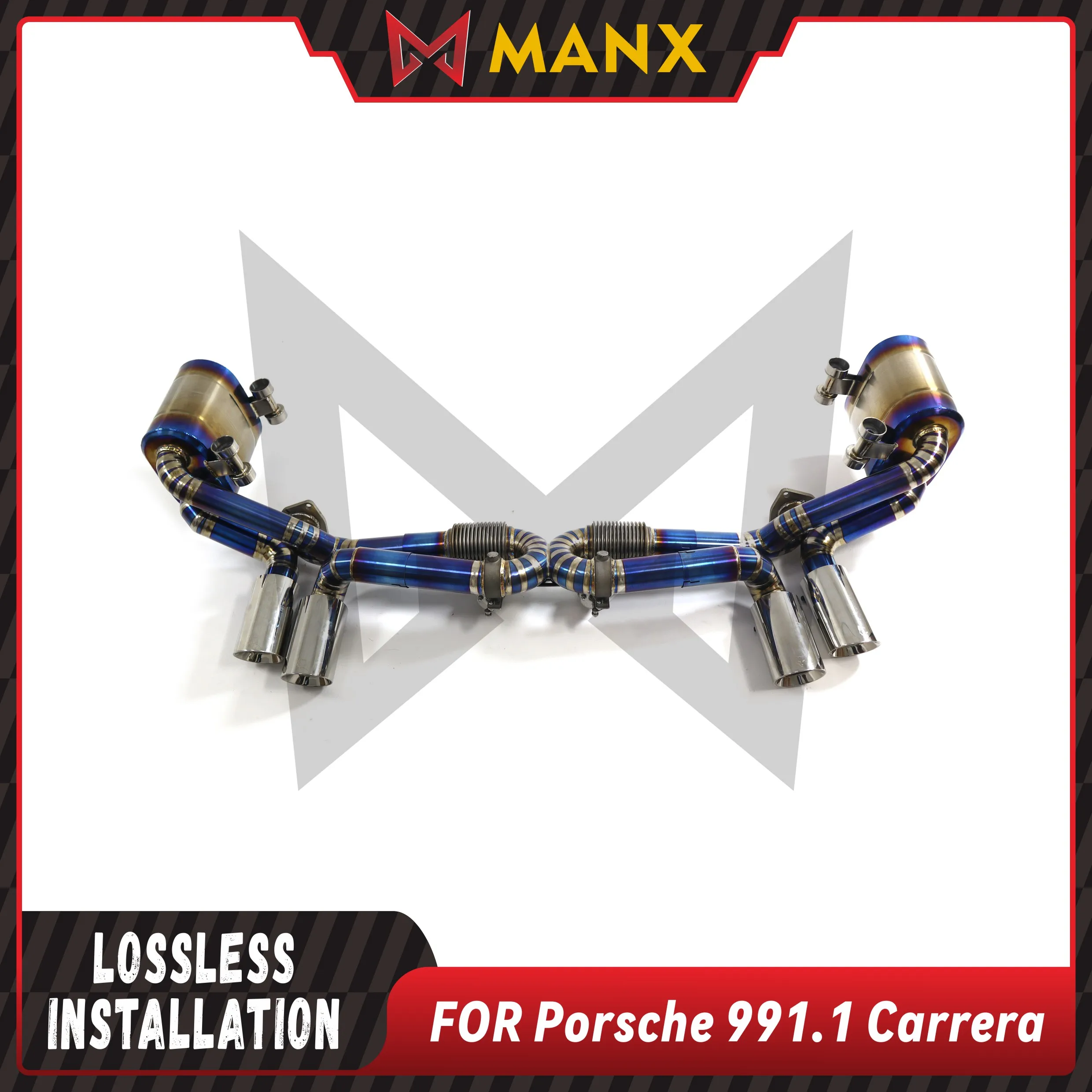 Suitable for Porsche 911 991.1 Carrera Titanium alloy bluing Catback Muffler With Valve Performance exhaust system