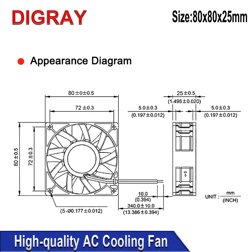 DIGRAY 100V-240V High Quality Cooling Fan, CN8025E2HB Original New Cooling Fan For Laser Marking Machine Engraving Machine