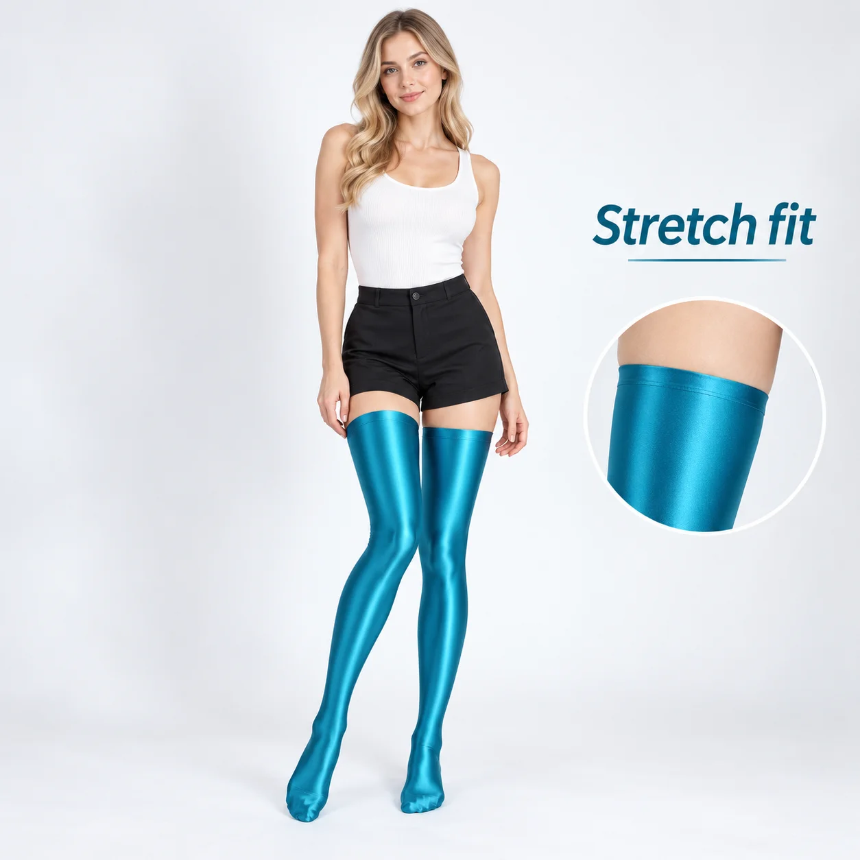 Women's Thigh High Stockings Silky Soft Sheen Nylon Spandex High Stretch Over the Knee Long Socks 1 Pair