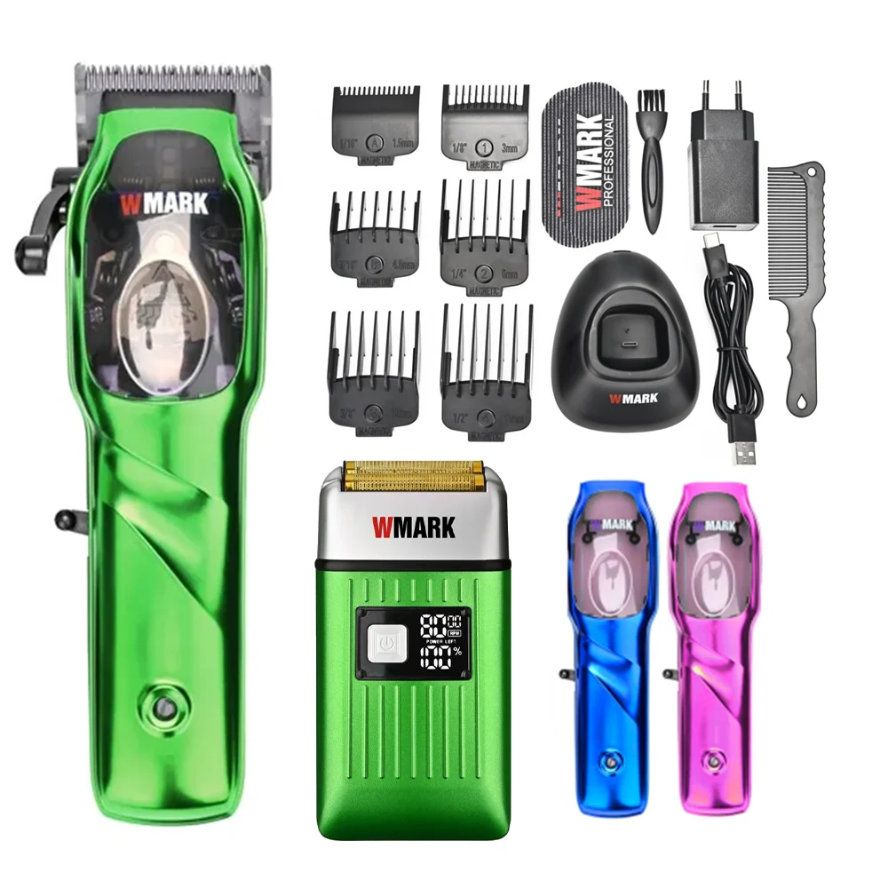 Kit Maquina De Corta Cabelo Wmark NG 9003 + Shaver NG 996 Verde