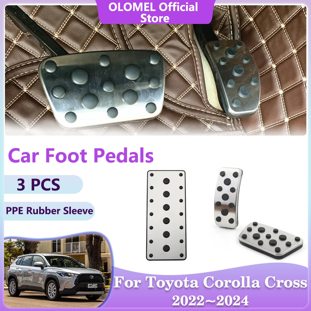 Car Foot Pedals for Toyota Corolla Cross XG10 2022 2023 2024 Hybrid Accelerator Rest Pedal Stainless Steel Brake Pads Acessories