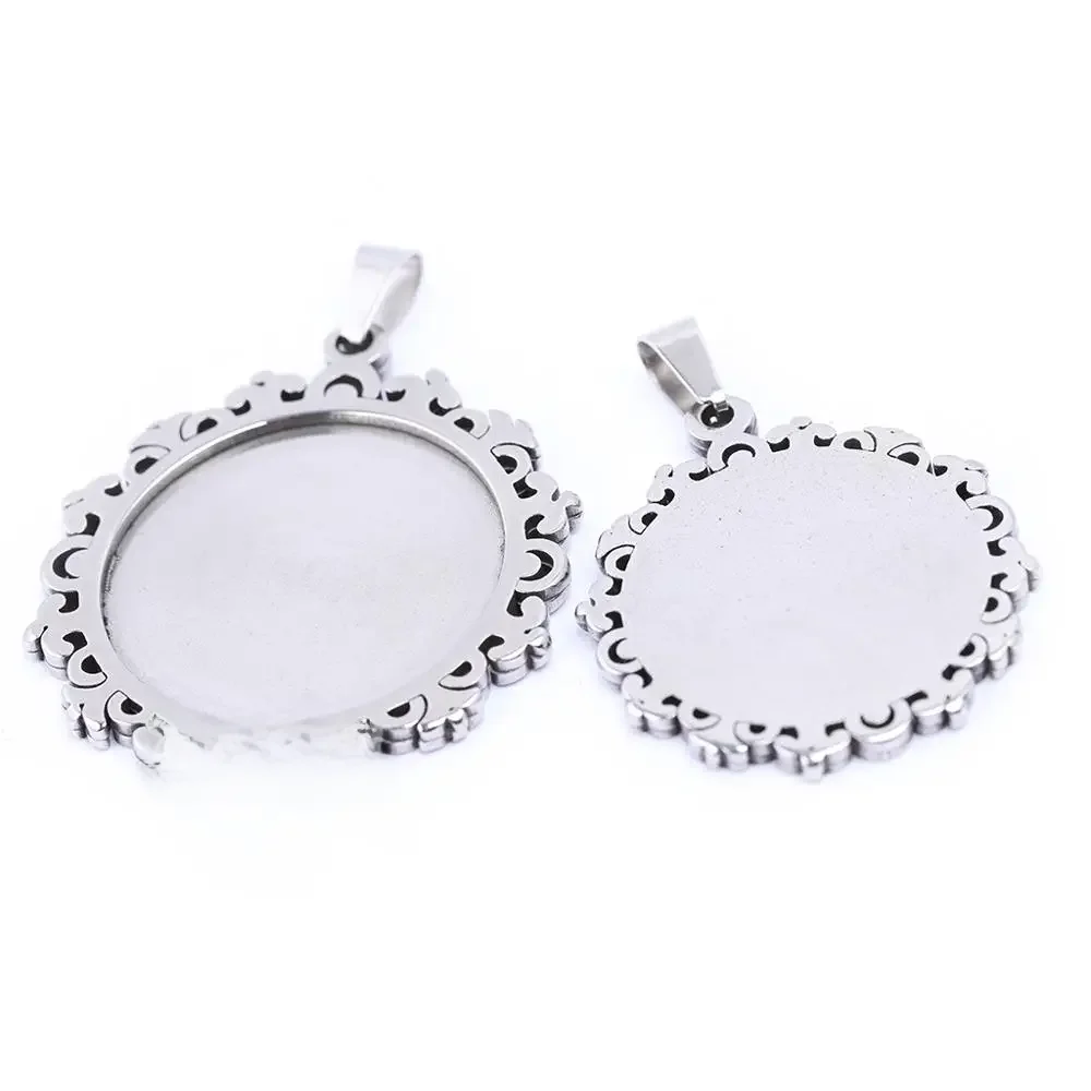 reidgaller 3szt stal nierdzewna 20mm 25mm kaboszon podstawa ustawienia diy pusty wisiorek naszyjnik bezel tace do tworzenia biżuterii — zdjęcie 2