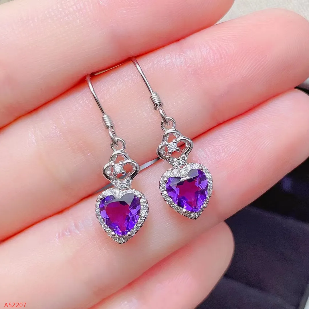 

Fine Jewelry 100% 925 Sterling Silver Natural Amethyst Women's Earrings Party Gift Girl Marry New Got Engaged Valentine's Day