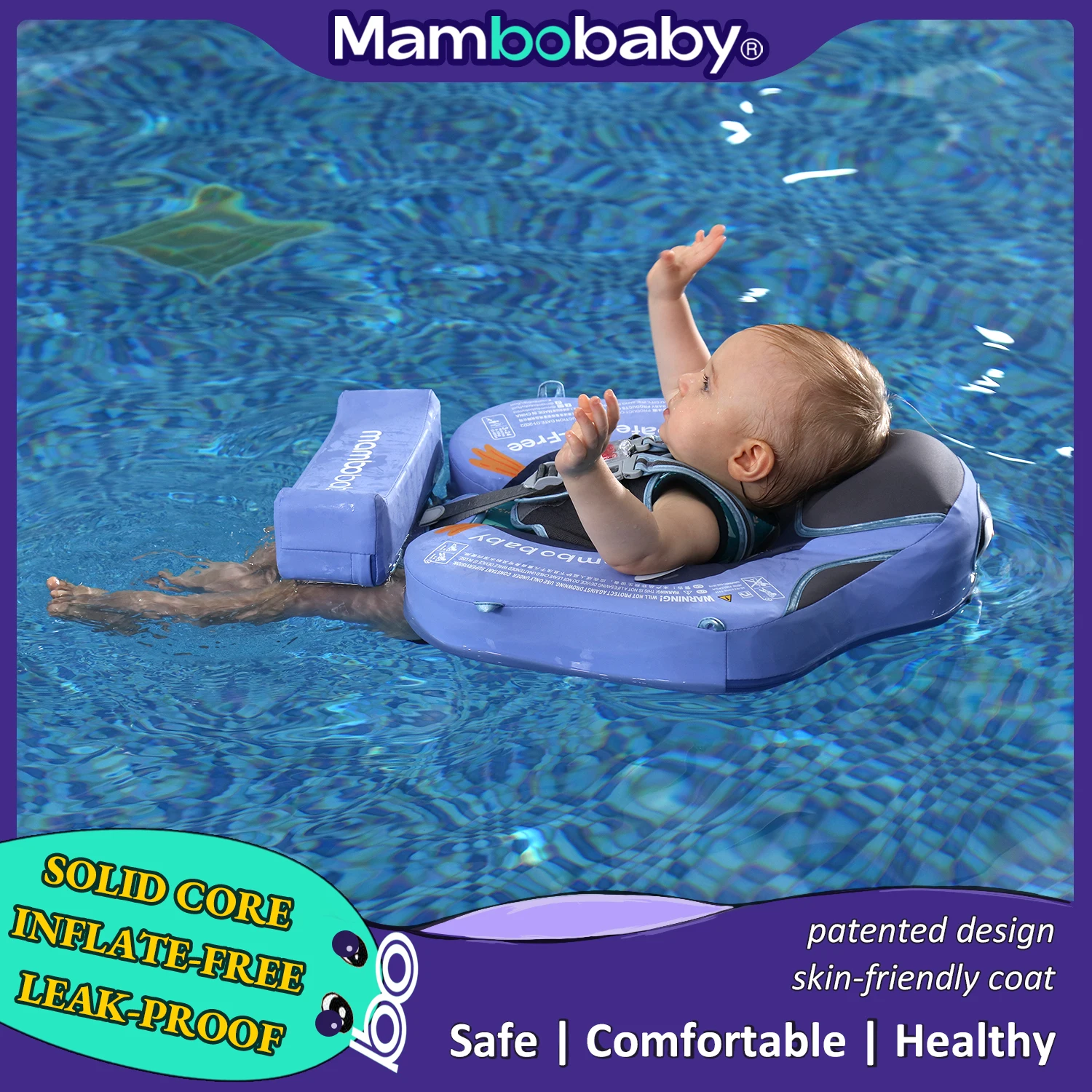 Mambobaby bebê piscina flutuador blackproof piscina esteira para infantil não-inflável nagation bóia com guarda-sol brinquedos de praia para 3-24 meses