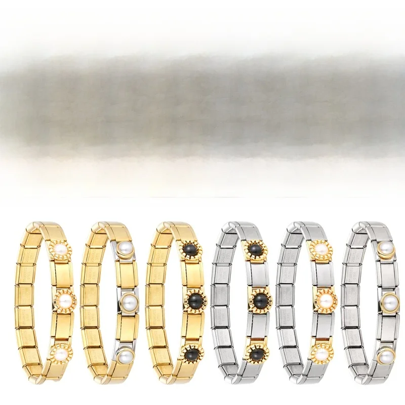Bracelets à breloques italiens, bricolage, breloque élastique de base, en acier inoxydable, à la mode, fabrication de bijoux pour femmes, vente en gros