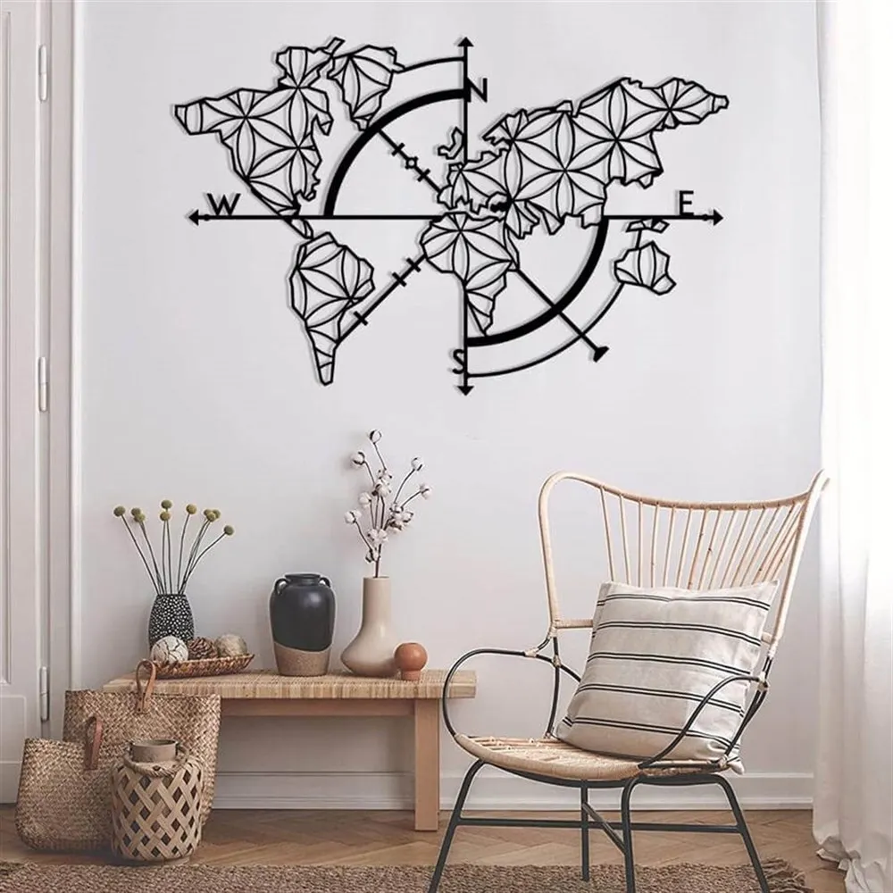 World Map Metal Wall Accessory