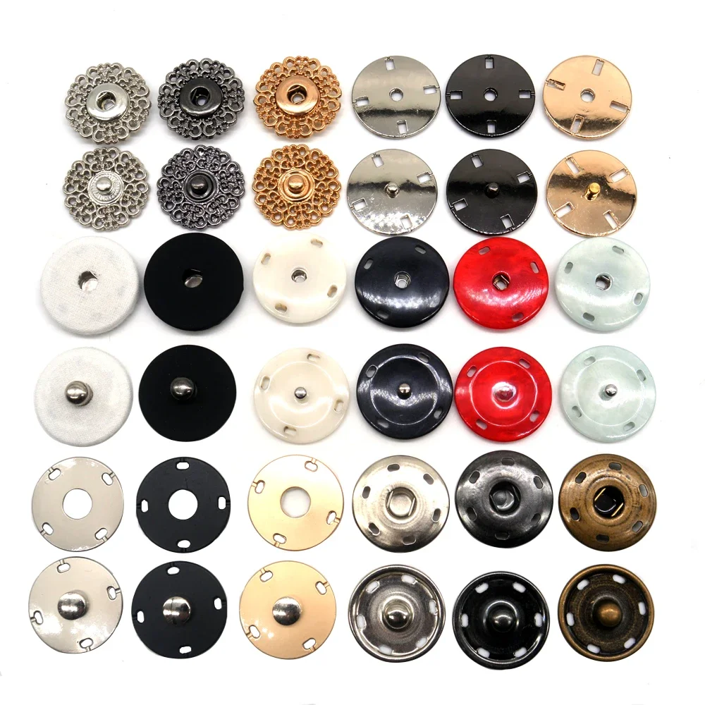 10 ensembles or noir argent grand rond Invisible boutons-pression bouton-pression pour costume veste fermoir vison manteau accessoires bricolage