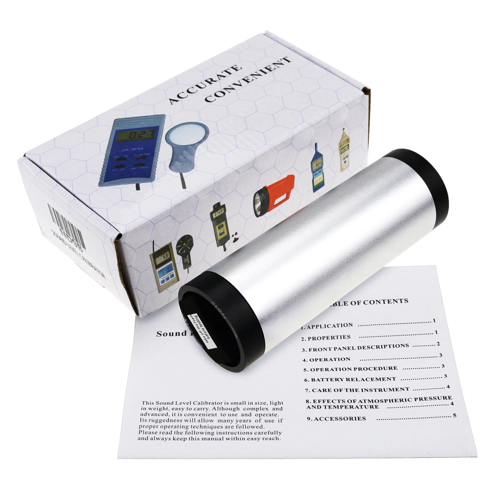 Handheld Digital Sound Noise Level Calibrator for Sound Level Meter 94dB & 114dB Class I w/ Battery +/-0.3 db Accuracy