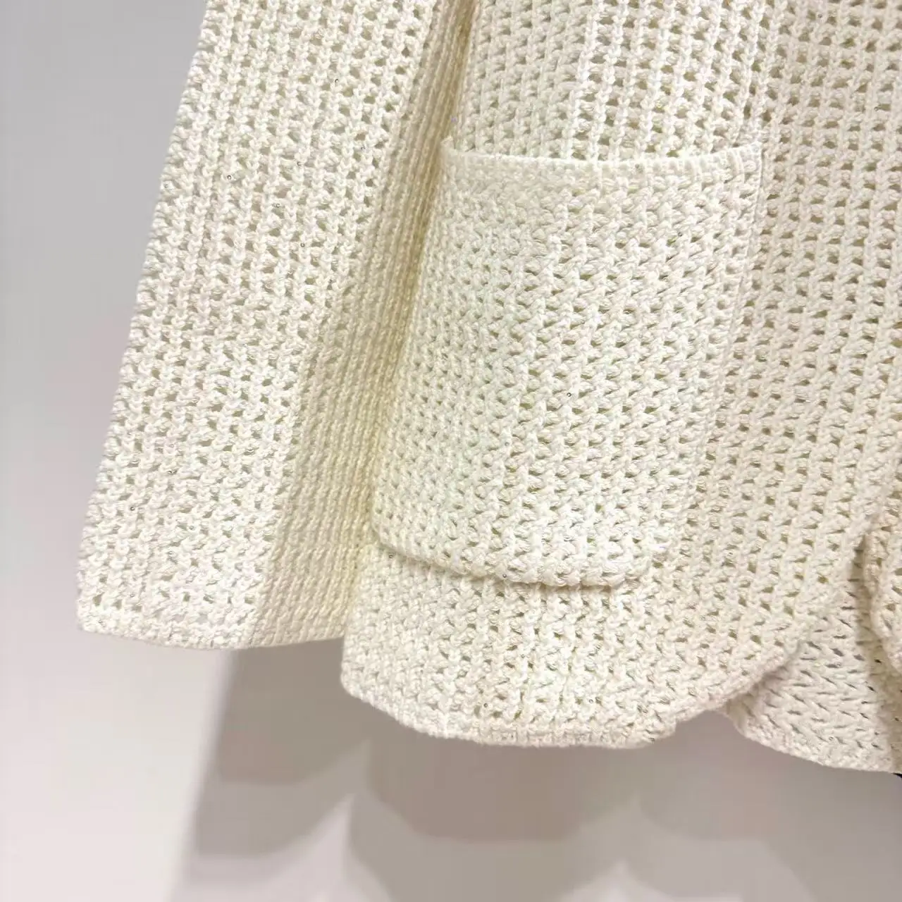 Pure cotton luxurious solid color crochet blazer
