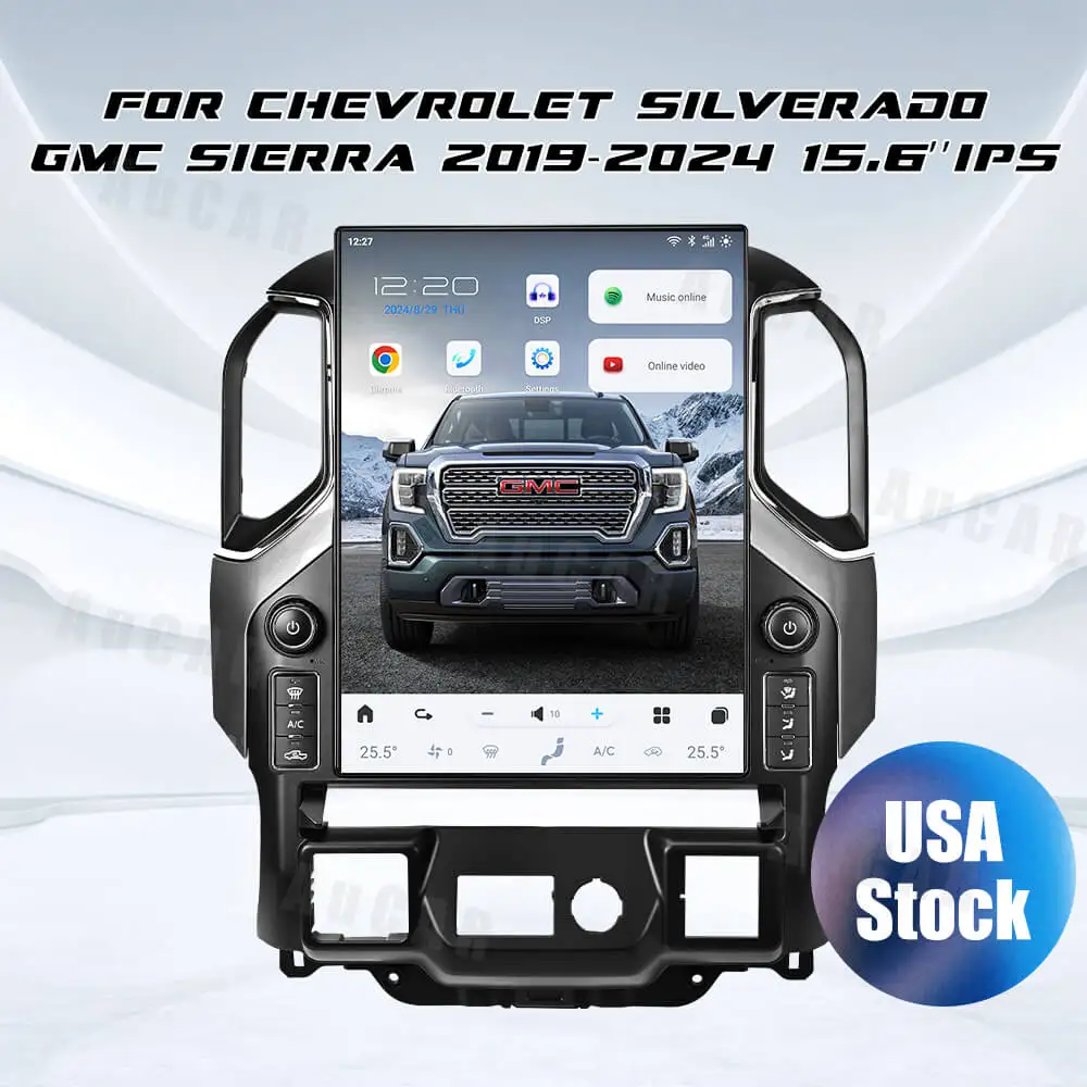 

Автомагнитола AuCar 15.6" на Android 13 для GMC Sierra Chevrolet Silverado 2019-2024 с CarPlay, Android Auto, GPS-навигацией и DSP