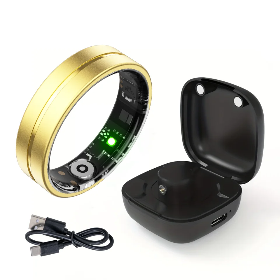 

Ultra Thin Smart Ring 2.2mm Blood Pressure Heart Rate Blood Oxygen Monitor 5ATM Waterproof SGS Certified Size 8 to 12 for Men