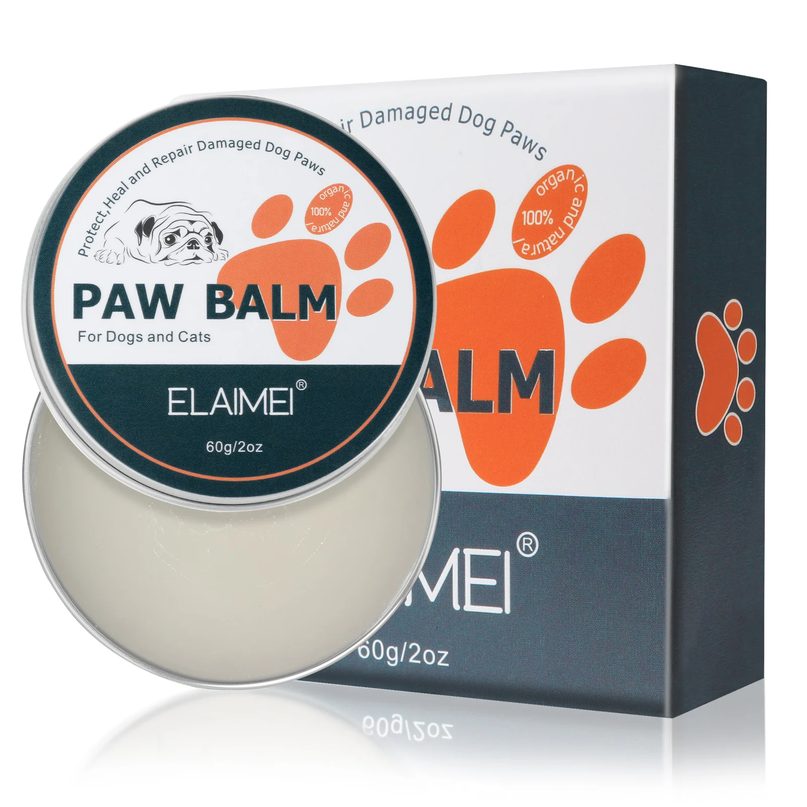 Pets Paw Balm Moisturizing Dogs Cats Protects and Heals Dry Cracked Paws All-Natural with Vitamin E and Food-Grade Ingredients