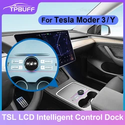 TPBUFF-estación de acoplamiento inteligente LCD para Tesla, concentrador de derivación de cargador rápido, divisor USB, botón de perilla de Control Central, Modelo 3 Y