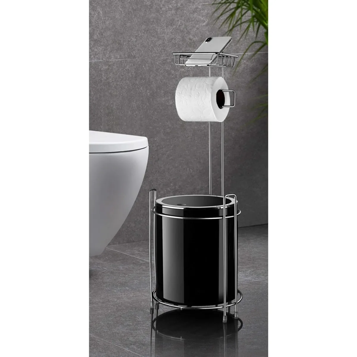 Spare Wc Paper Holder and Round Trash Bin 60X20 Size Telephone Toilet Paper Holder Home Decoration Bathroom Accessories Set