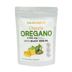 Oussiu Oil of Oregano Softgels 6000mg Per Serving, 300 Count 2 in 1 Formulated with Black Seed Oil 200mg Easy to Swallow