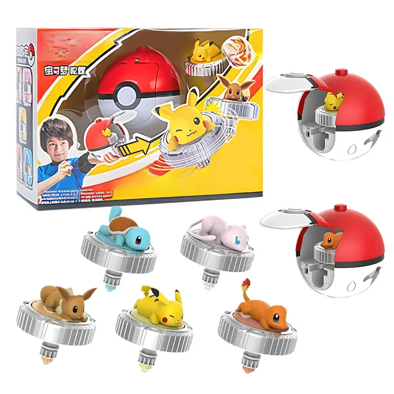 Pokemon Draaiende Bal Speelgoed Actiefiguur Originele Pikachu Charmander Squirtle Mew Eevee Box Gyro Spin Battle Game Poke Kind - afbeelding 2
