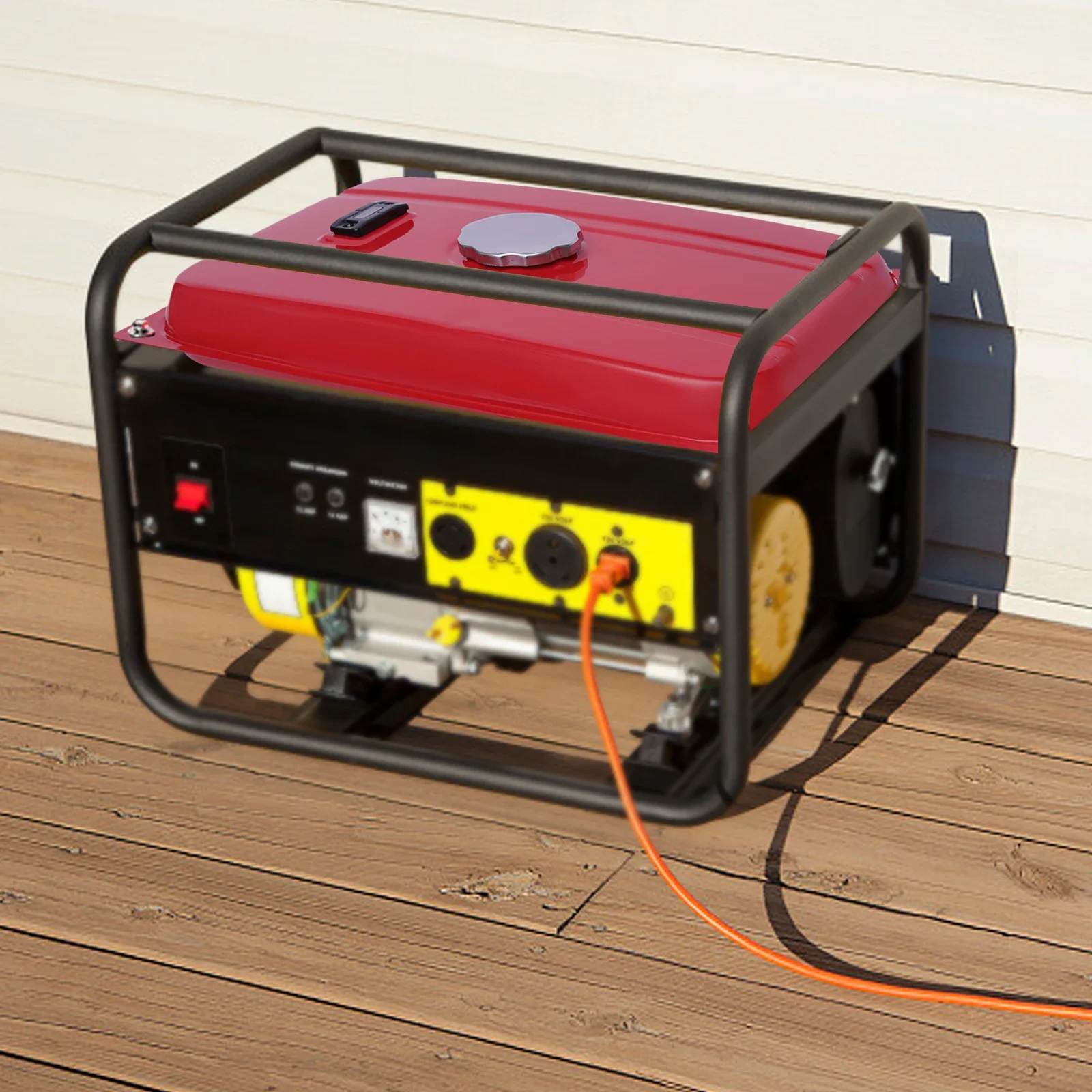 4 Gallon Rode Generator Universele Brandstoftank 54.8*36*10cm 15L Apparatuurtank met Chrome Cap Gauge Past voor EC2500 - afbeelding 2