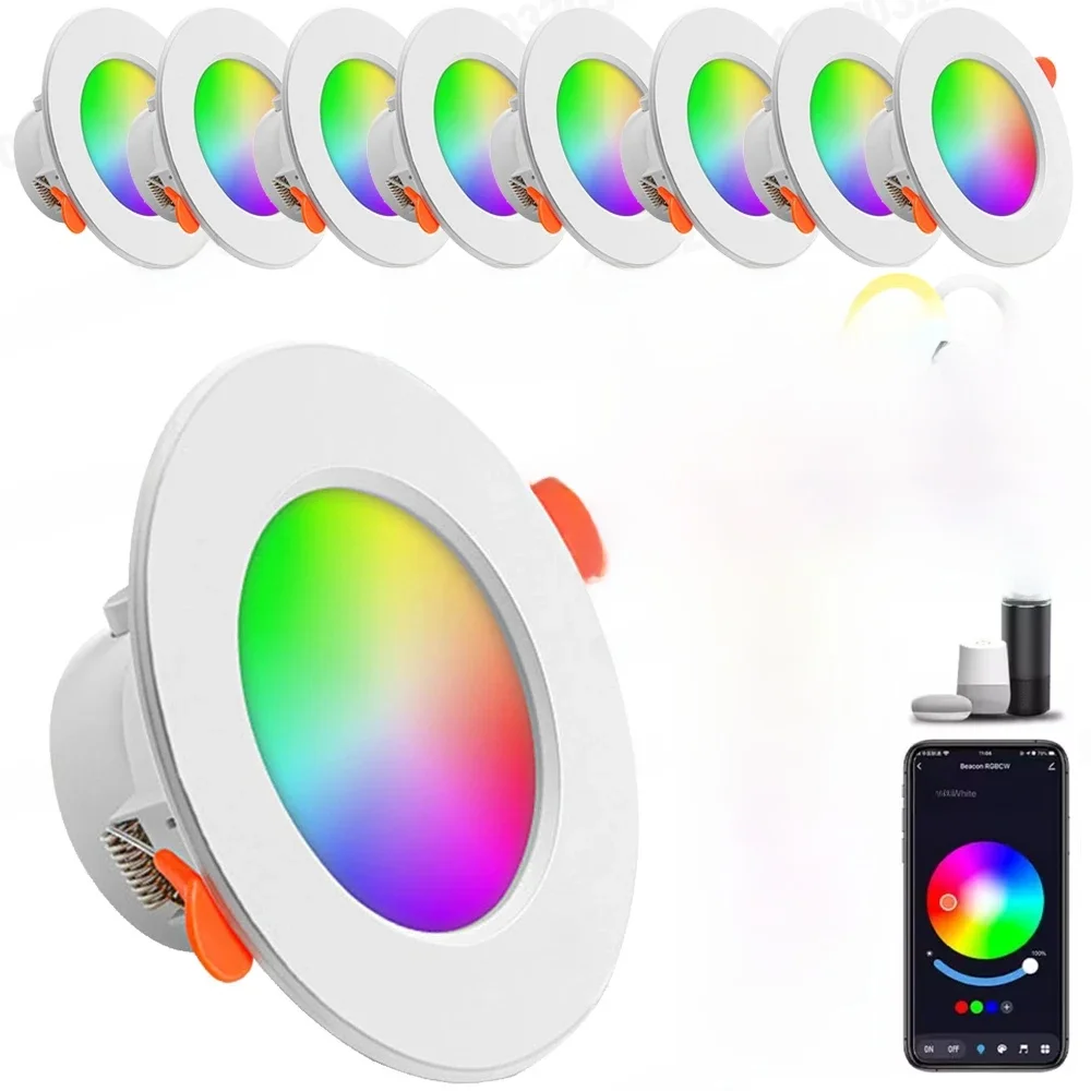 1-10 Stuks Led Downlight Dimbaar AC85-265V 10W Tuya Intelligente Graffiti Control Voice App Rgb Cw Full Color Spot Plafond Verzonken - afbeelding 2