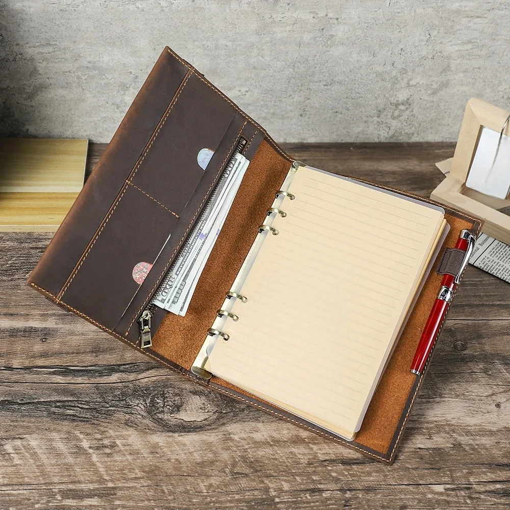 Notatnik A5 Retro Miękka skórzana podkładka Segregator Papier z luźnymi kartkami dla studentów Biuro biznesowe Artykuły papiernicze dla szkół — zdjęcie produktu 7
