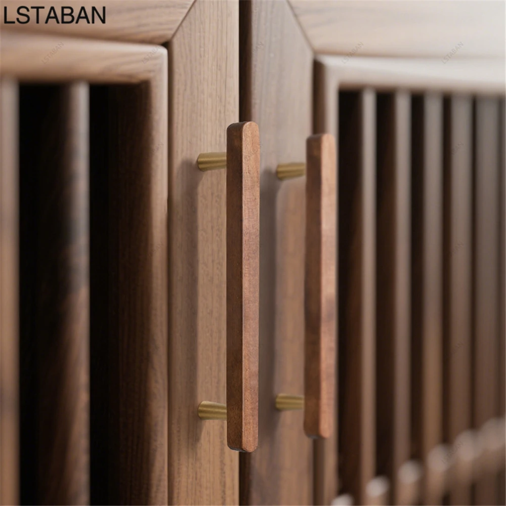 ウォールナット真鍮キャビネットハンドル無垢材キッチンキャビネットノブレトロ純銅家具ハードウェア引き出しプルワードローブドアノブ
