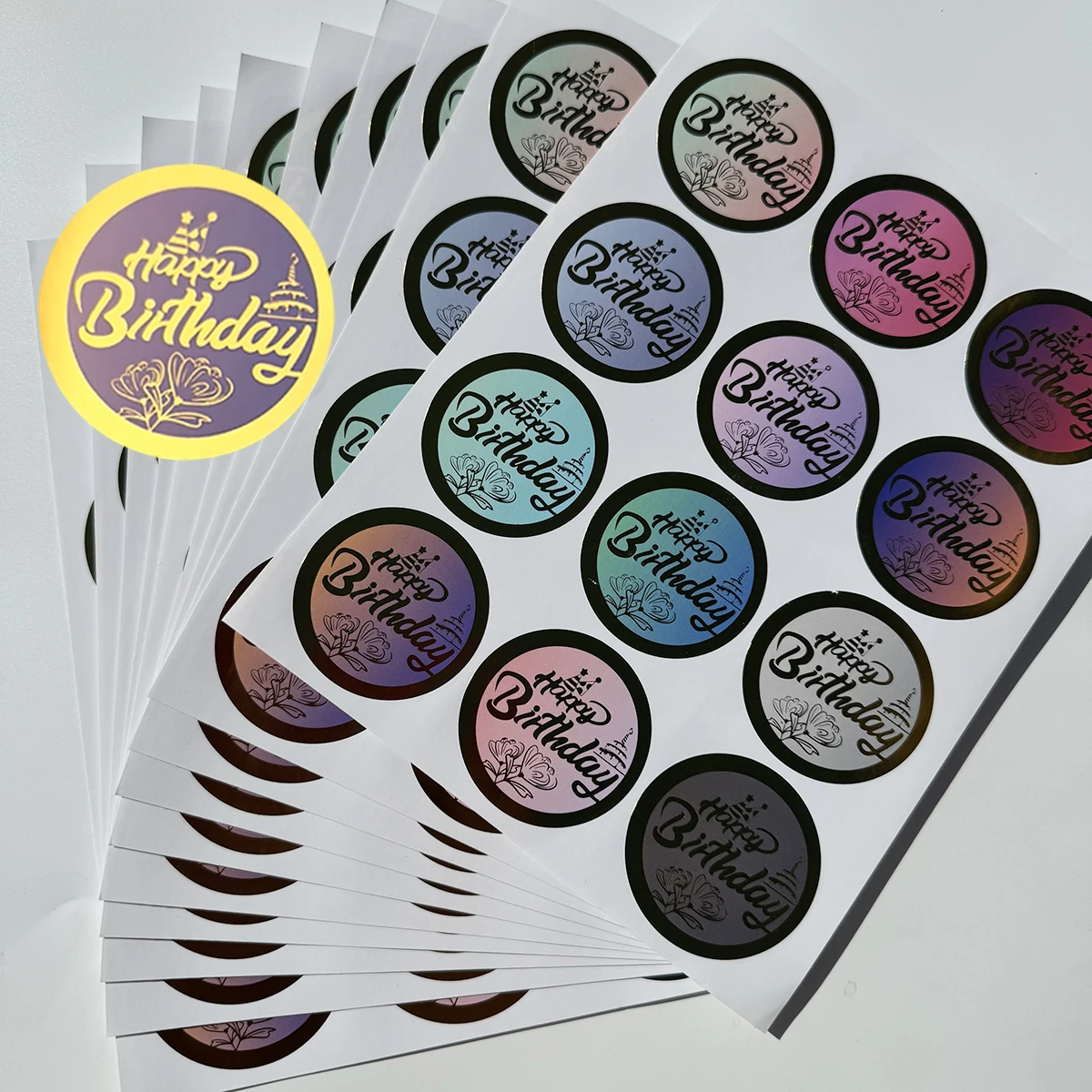 

120 шт. наклейки с днем рождения — 2-дюймовые круглые самоклеящиеся этикетки из золотой фольги для подарочной упаковки, конвертов, сувениров и открыток для вечеринок