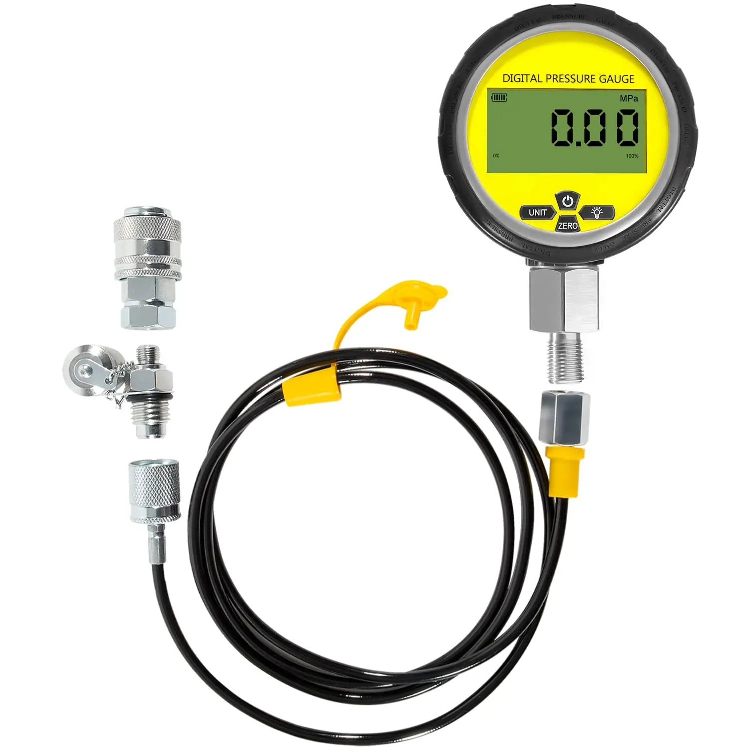 

10000 PSI Digital Hydraulic Pressure Test Gauge, Pressure Manometer, Pressure Sensor with 1/4'' NPT Connector, Base Entry