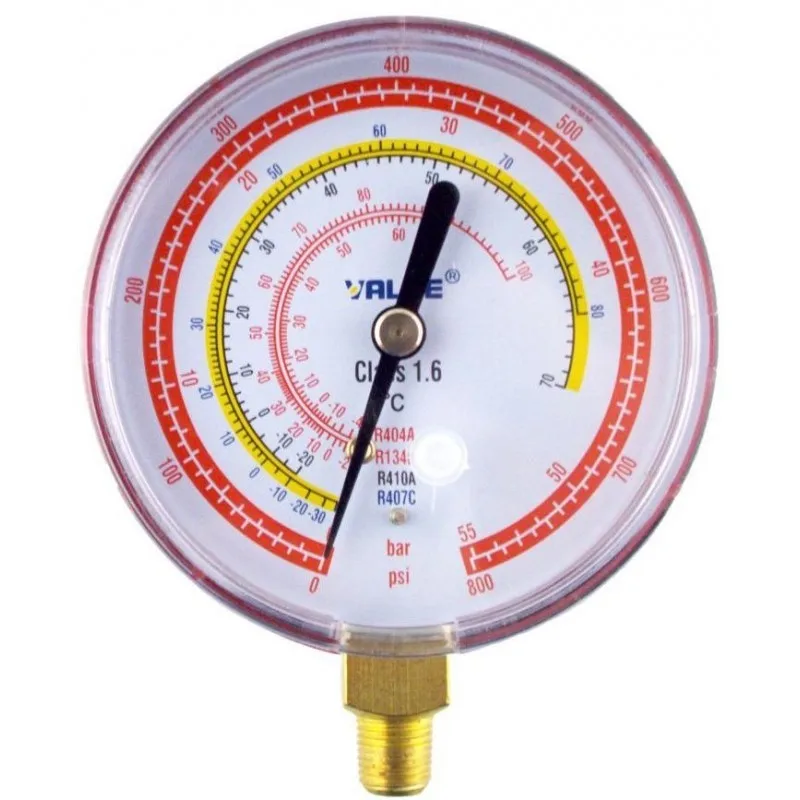 High pressure manometer 70mm thread 1/8 R22, R404A, R407C, R134A without Bridge