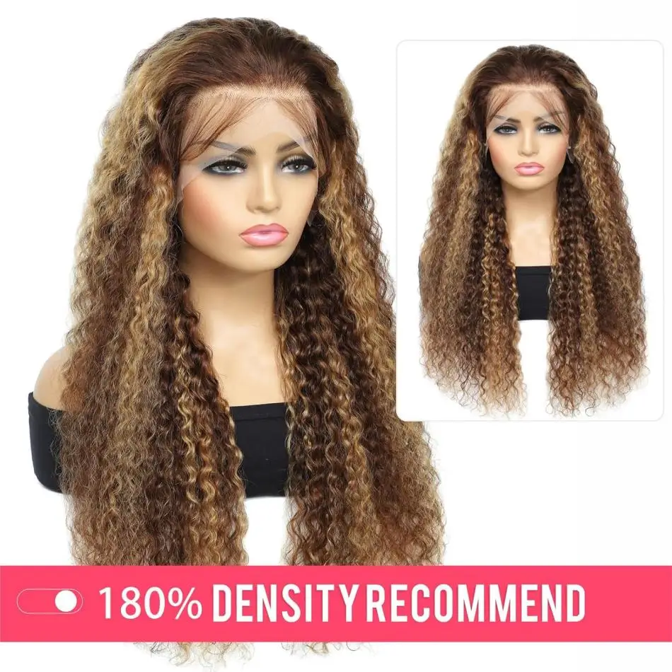 Perruque de cheveux humains bouclés pour femme, dentelle HD à reflets, vague profonde, bon marché, en vente, dédouanement, 30 po, 13x6, choix de 100%