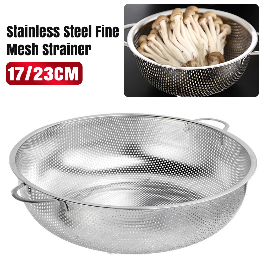 Stainless Steel Fine Mesh Strainer Colander Food Rice Vegetable Fruits Sieve 17cm