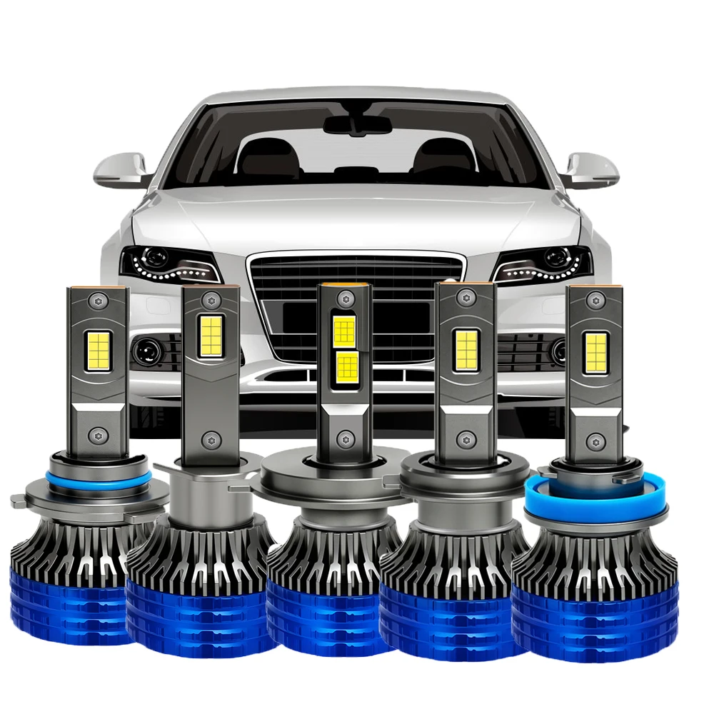 

150W H1 H7 9005 9006 H4 H11 6000K white Car Headlight Bulbs with Double Copper Tube Cooling fan Headlight Bulbs