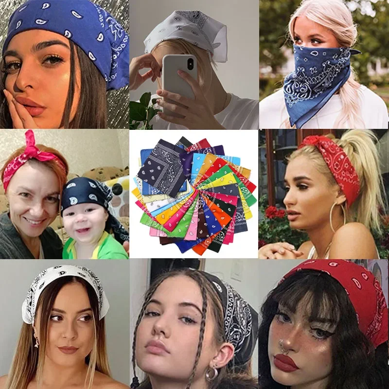 Écharpe bandana carrée punk pour filles, écharpe bohème, vêtements de sauna, bandes de sauna, accessoires pour cheveux, mode féminine