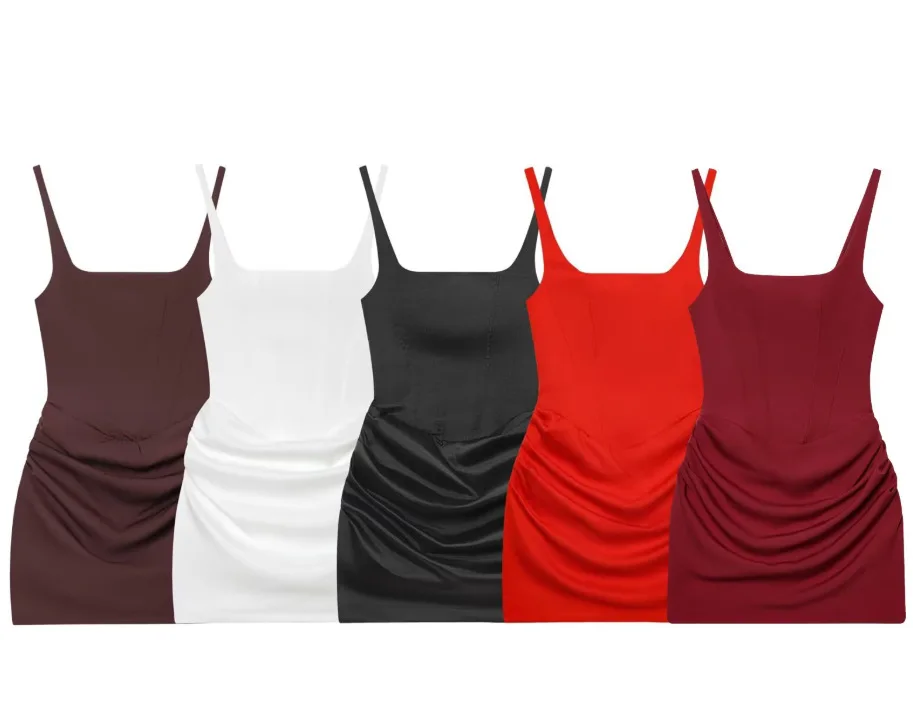 

Элегантное мини-платье с драпировкой для женщин, сексуальное, с квадратным вырезом, без рукавов, облегающее, летнее, однотонное, с открытой спиной, приталенное, для вечеринок, сарафан