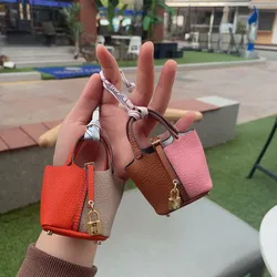 Splicing two-color mini vegetable basket bag pendant women's bag hanging decoration keychain