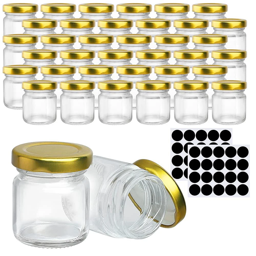 Small Glass Jars with Lids, 1.5 oz Mini Jam Jars, Small Honey Jars for Favors, Candle Jars for Candle Making for Gifts