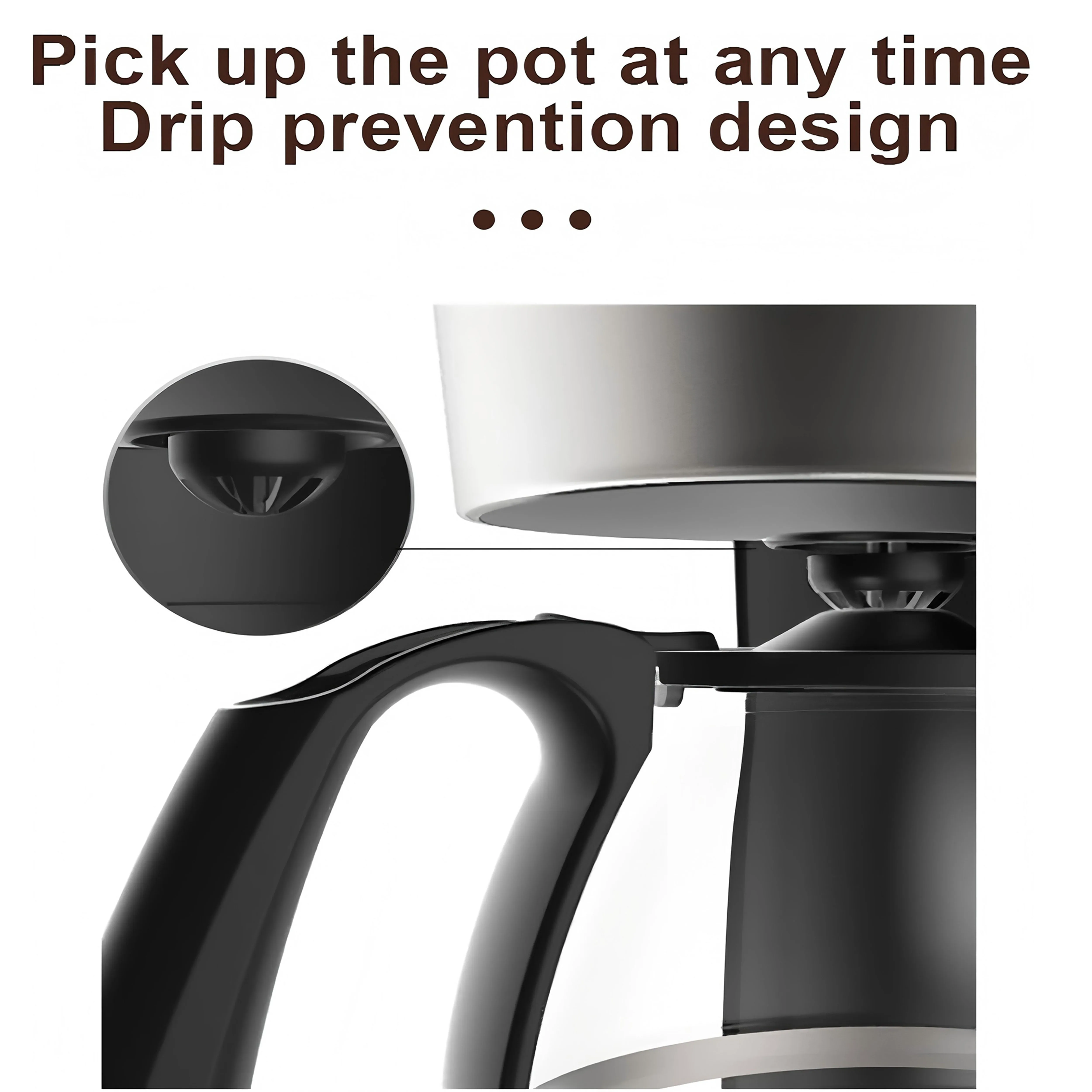 Small American Drip Coffee Maker, Small Office Coffee Maker, Tea and Coffee Pot 750Ml for 4 Cups