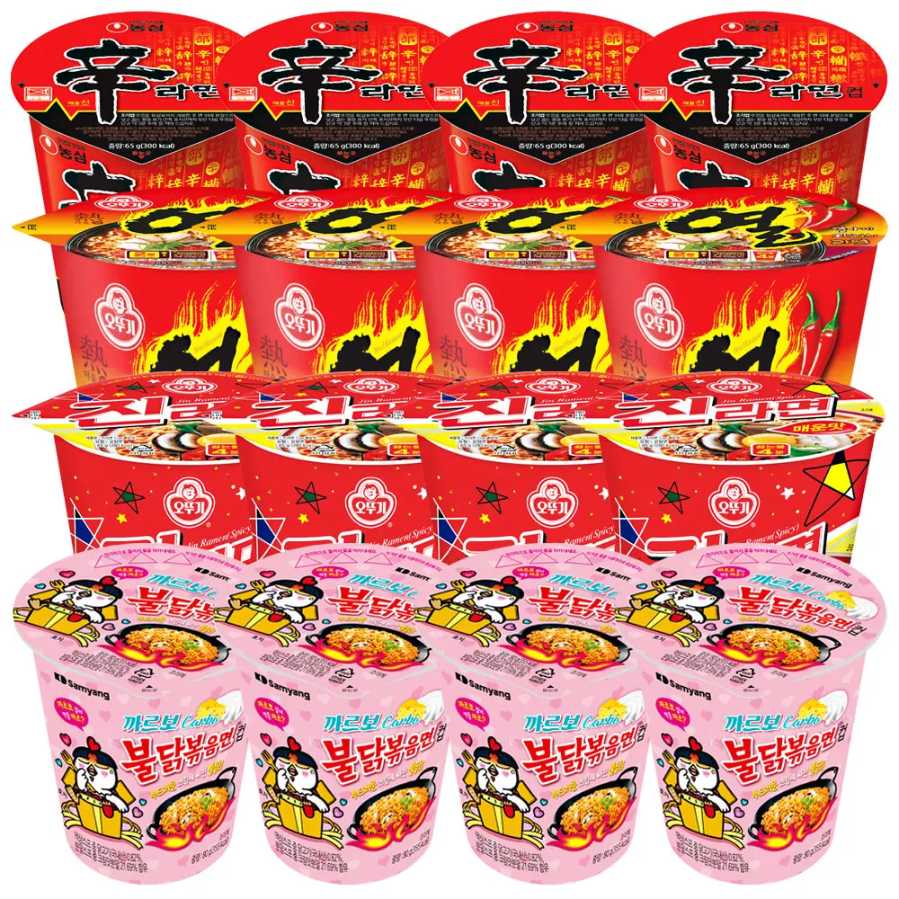 Cup Nmyeon Co Cup Set (4 fried noodles of the karbobol chicken + 4 sour noodles + 4 open noodles + 4 thick noodles + 4 spicy rice noodles)