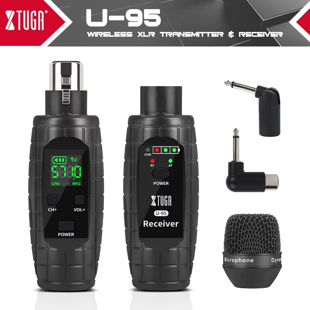 マイク付きワイヤレスxlr送信機および受信機コンデンサーマイクおよび動的マイク用のワイヤレスコンバーター