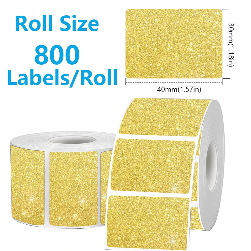 VOOR Phomemo 241BT 246S D520 50mm-150mm LABEL Holografisch Zilver Laser Goud Gradiënt Bedankt Kaart sticker voor LOGO Barcode Birthda