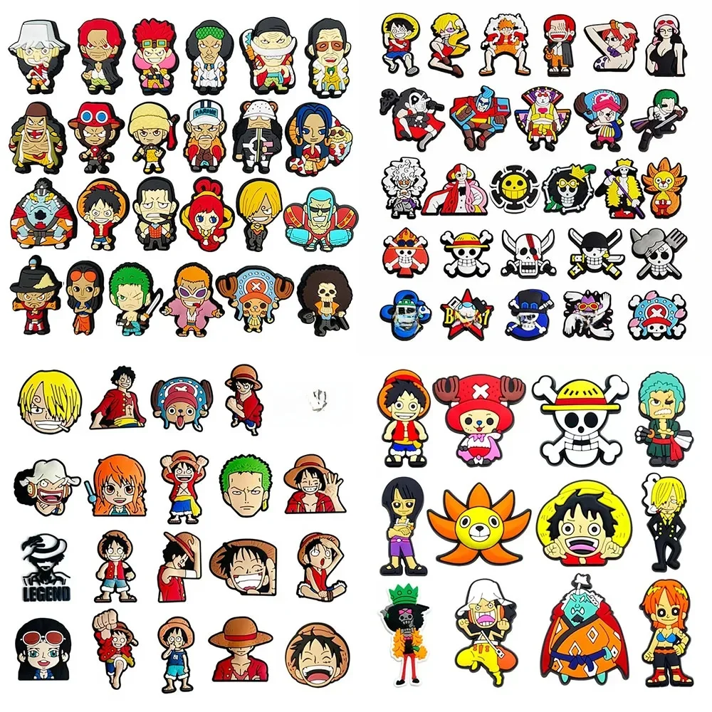 9-36 pièces jouets chauds japonais Anime une pièce chaussures breloques PVC dessin animé chaussure décoration accessoires sabot sandales boucle enfants cadeau