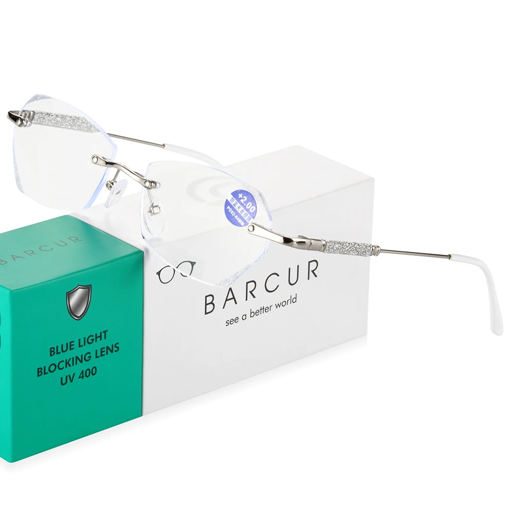 BARCUR New Diamond-Cut Fashion Reading Glasses Anti-Blue Women Computer Optical Glass +1.00 +2.00 +3.00 +4.00