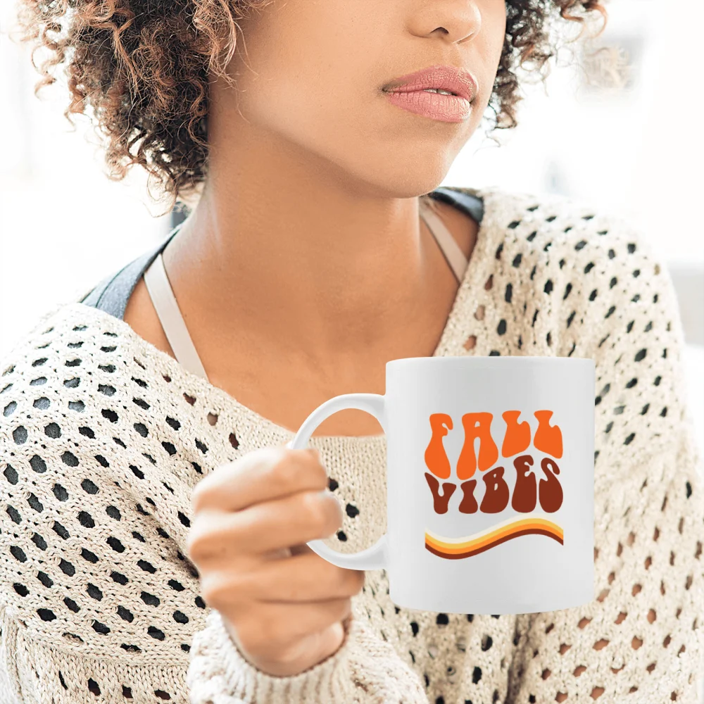 1pc 3A grade 11 oz fall orange ceramic coffee water mug for room Halloween Thanksgiving decoration Birthday Christmas Holiday